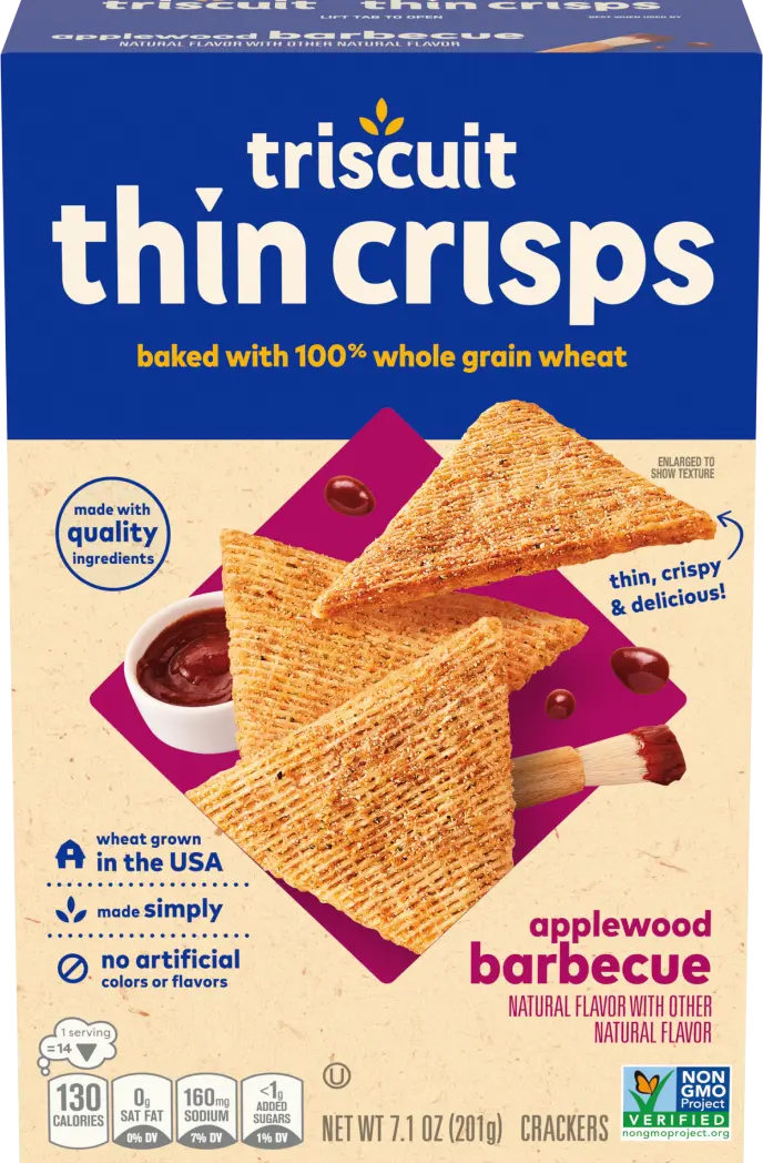Triscuit thin crisps applewood barbecue crackers